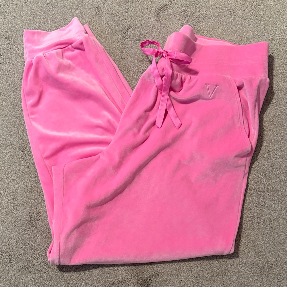 Pink Victoria Secret Velour Jogger/Lounge Pants